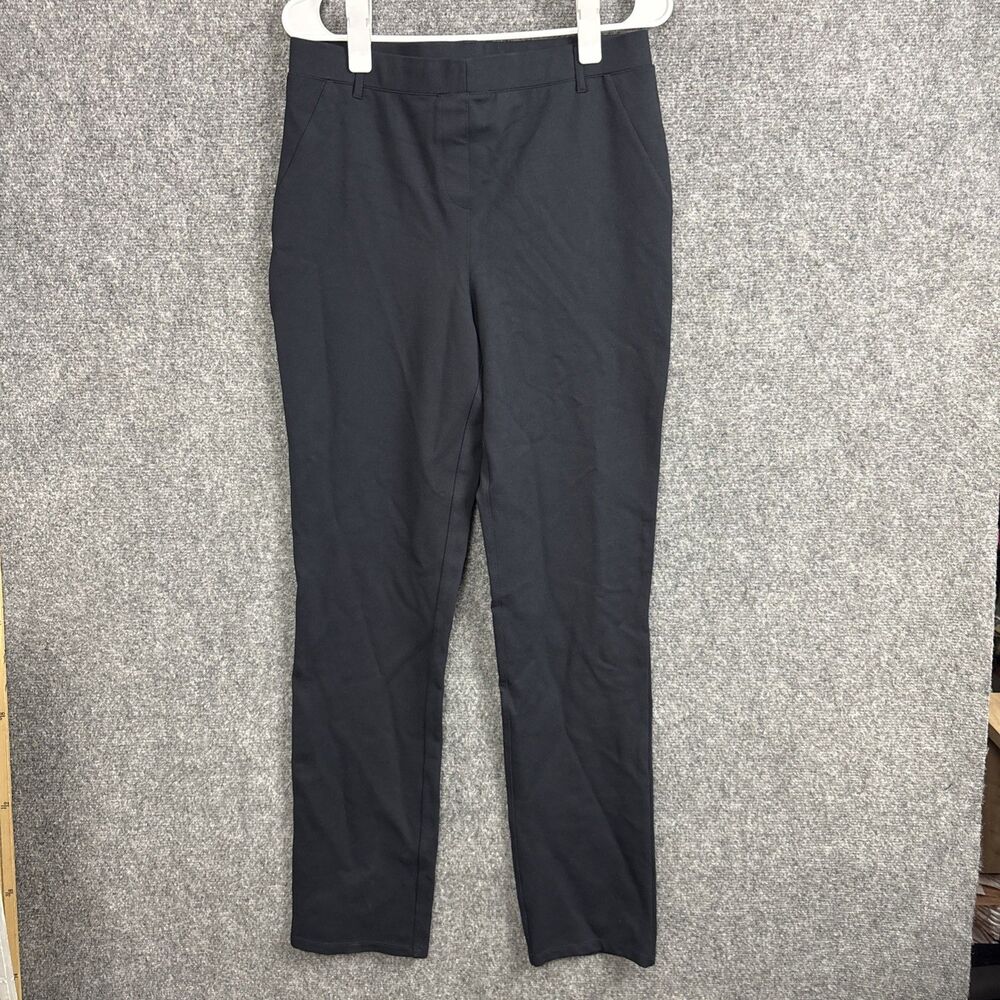 Quince Ultra Stretch Ponte Straight Pants Womens Size L Tall Blue Navy
